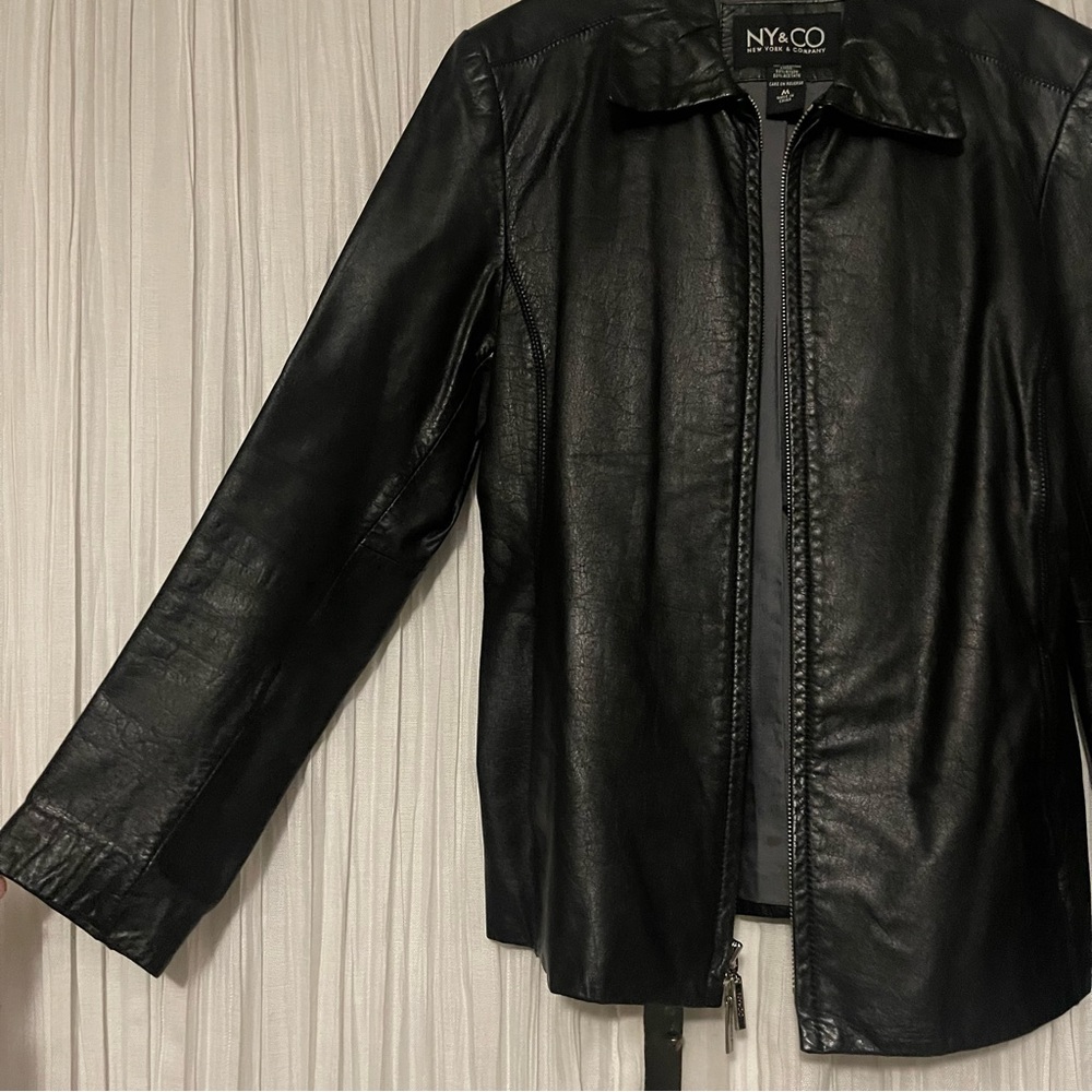 NY&CO Black Leather Jacket Size M (fits like a small)